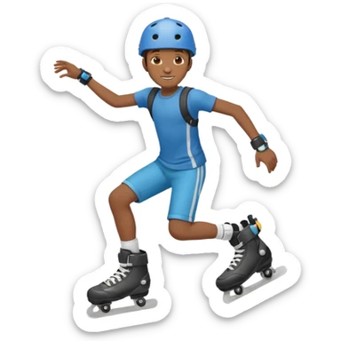 Roller blader black boy sticker