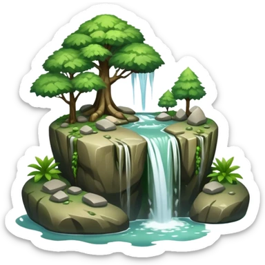 Flying Island – Floating rock with trees and waterfall sticker