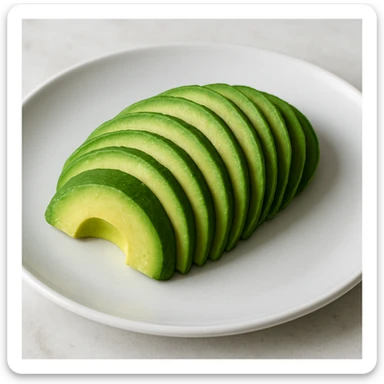 photo realistic sliced avocado fanned out on a white plate sticker