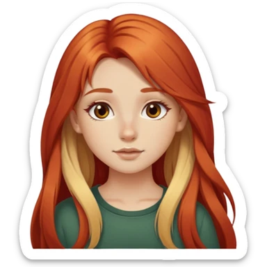 Red hair girl with long hair, a nose ring and blonde hair girl with long hair posing cutely sticker