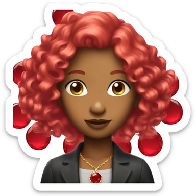 a person with red ruby jewel hair sticker