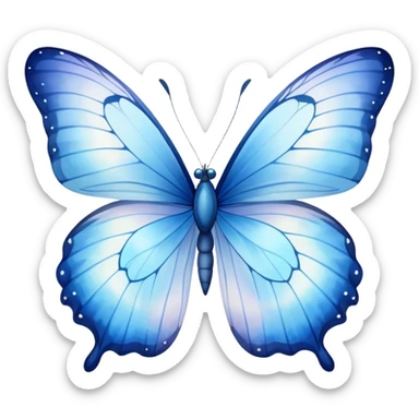 "A delicate blue butterfly with soft watercolor wings, detailed and elegant, floating gently." sticker
