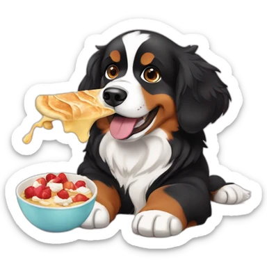 bernese dog eating crepe sticker