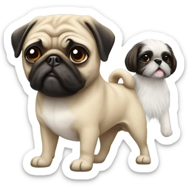 Pug and shihtzu sticker