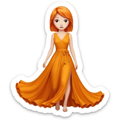 as un mujer de cabbelo anarangado con ropa bonita modelando en una pasarela sticker