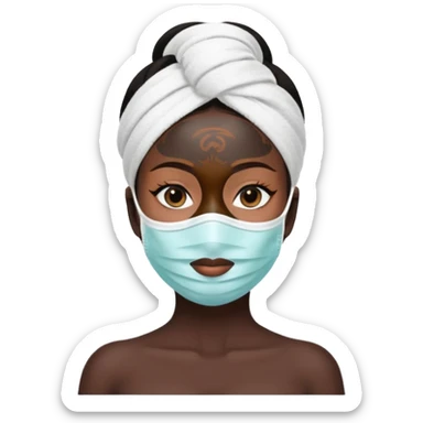 Lady with face mask black spa beauty full face relaxing hot sticker
