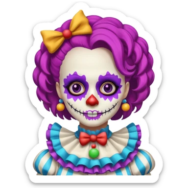 cute skeleton woman clown with makeup sticker