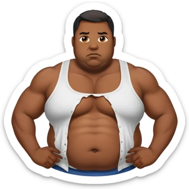 fat black man with ripped shirt  sticker