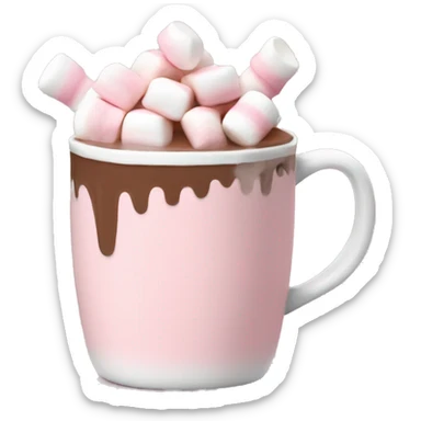 Light Pink mug of hot chocolate with marshmallows  sticker