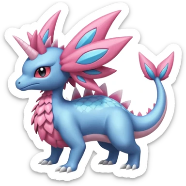 Finned scaly furry maned Diancie-Palkia-Amaura-Aurorus-Salamence-aesthetic-fusion sticker