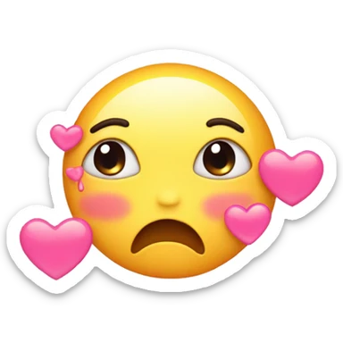 Cute emoji with tears and hearts sticker