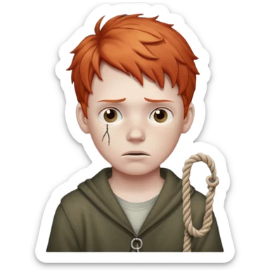 red headed boy holding a noose  sticker