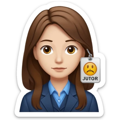 civilian long haired juror with nametag sticker