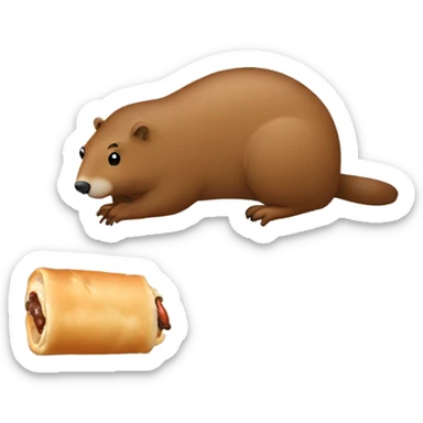 Groundhog eating a sausage roll sticker