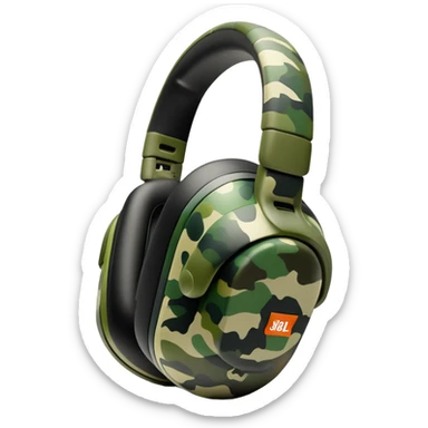 Ultra minimal JBL Clip 4, extremely simplified shape with just a hint of green camouflage, iOS emoji style sticker