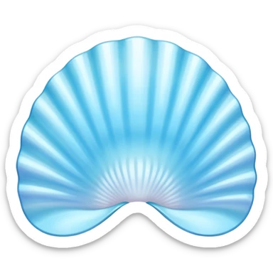 Light blue Mother-of-pearl shell emoji, pearl texture, soft gradient, smooth curves, glossy finish sticker