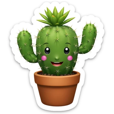 Happy sparkle Cactus in a pot  sticker