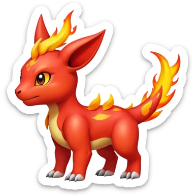 Cute Shiny Guilmon-Quilava-Fakémon-hybrid-creature (full body)  sticker