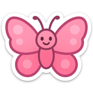 a delicate and cheerful pink butterfly emoji sticker