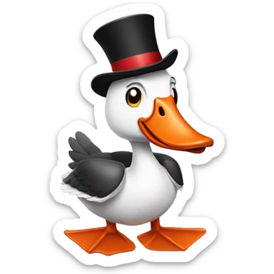 Goose with clown shoes and top hat sticker