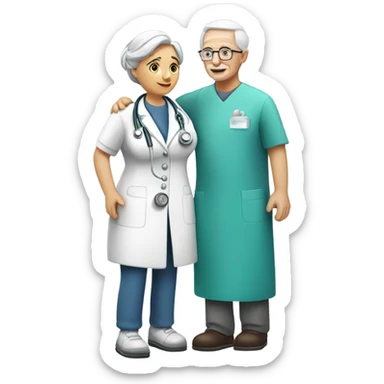 Beautiful nurse takin care of an old person sticker