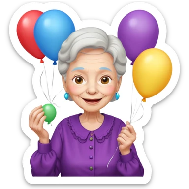 balloons holder old woman sticker