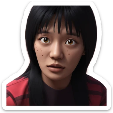 scarred beauty with black hair sticker