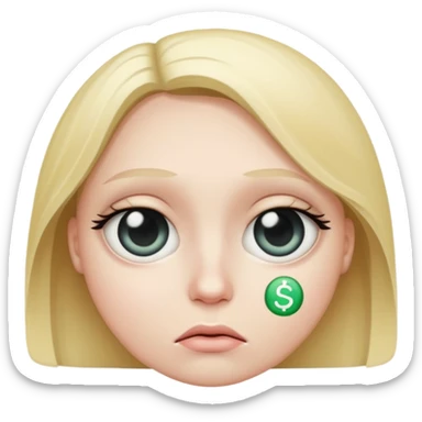 sad face with a dollar sign sticker