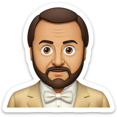 Cinematic Realistic Luciano Pavarotti Portrait Emoji, depicted as a charismatic operatic tenor with expressive eyes and commanding stage presence, rendered with rich elegant textures and warm theatrical lighting that captures his timeless vocal brilliance. sticker