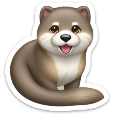 loutre sur le dos de akita sticker