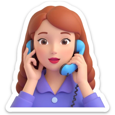 girl talking on phone bedroom background, close up pose sticker