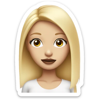 blonde girl, very long eye lashes, pink lips sticker