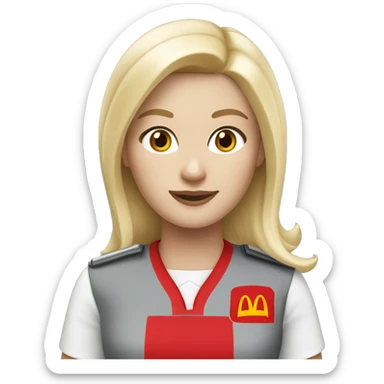 White girl blonde hair in McDonald’s UK uniform sticker