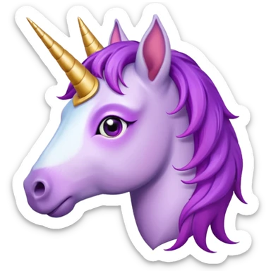 unicorn face cute and purple haired and piercings on ear sticker