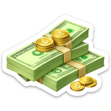 stack of coins and a banknote, representing money sticker