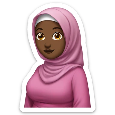 Black chubby Hijabi in pink abaya standing sticker