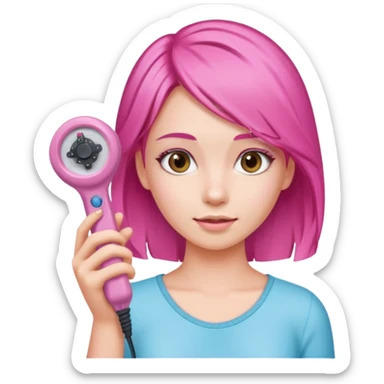 Girl holding a pink hair removal device  sticker