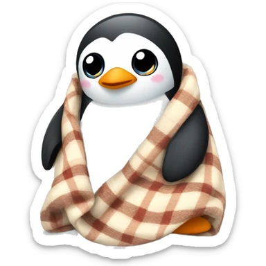 a cosy cute penguin in a blanket sticker