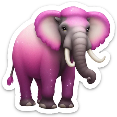 Pink ombre full body mammoth with glitter sticker
