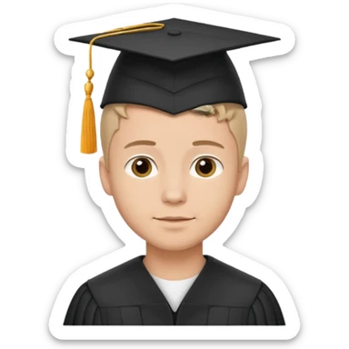 Graduated Students, Male, proudly, short hair, wearing graduation cap sticker