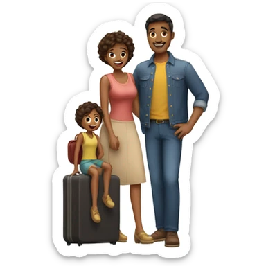 family with suitcases sticker