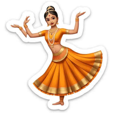 cinematic-realistic-bharatanatyam-dance-emoji,-depicted-as-an-elegant-classical-indian-dance-performance-with-graceful-poses,-intricate-costumes,-and-expressive-hand-gestures,-rendered-with-rich-textures-and-warm-dramatic-lighting, single danceer sticker