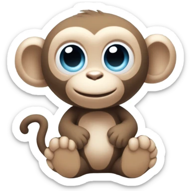 Light brown body, light blue eyes, baby monkey, jellycat stuffed animal sticker