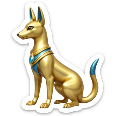 Golden Sparkly Shiny glittery Gold Anubis-Umbreon-Lucario-fusion Statue sticker
