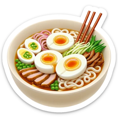Udon 3d estetik with many delicious toppings sticker