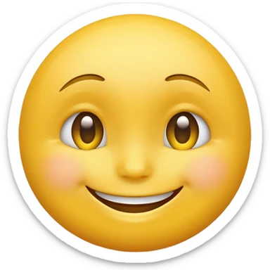 Emoji, yellow round smiling face, vibrant bright shy expression sticker