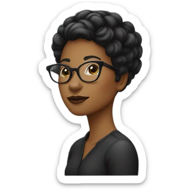 Femme-cheveux-noir-très-court-lunettes sticker