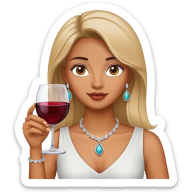 girl with jewerly and a glass of wine sticker