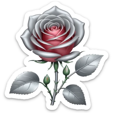 gray metal chrome rose, without green leaves, just flower sticker