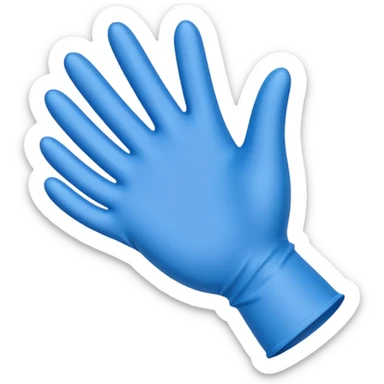 Single Blue latex glove being snapeed on sticker